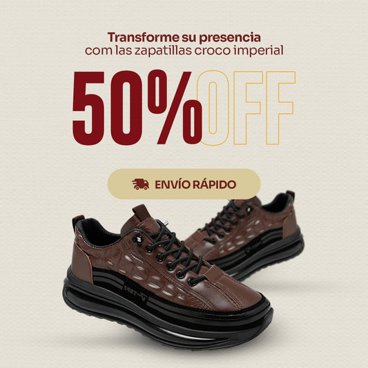 Zapatillas Croco Imperial - Cuero de Cocodrilo, Suela Antideslizante y Ajuste Ergonómico 50% Rabatt
